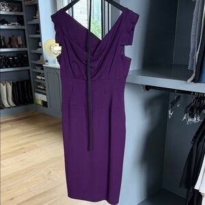 Black Halo Iconic Jackie O Purple Sheath Dress